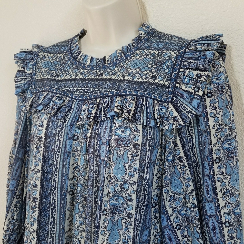 DOEN Mountain Dress in Blue Mandevilla Vine Floral Print - Picture 3 of 9